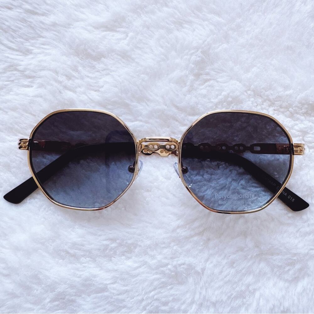 Phoebe Dark Blue Geometric Sunglasses